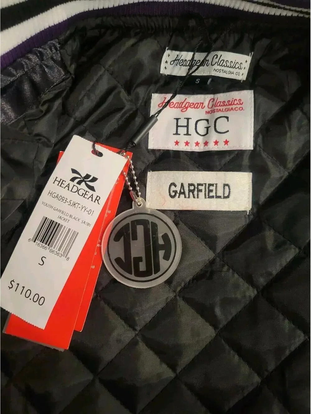 Headgear Classics YOUTH Small GARFIELD BLACK SATIN JACKET